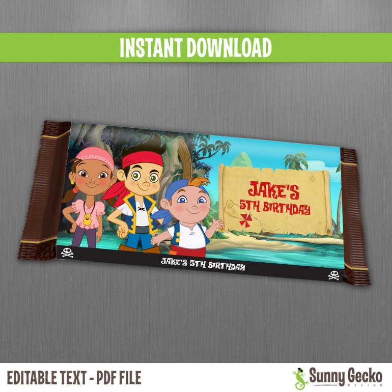 Jake and the Neverland Pirates Birthday Chocolate Wrappers